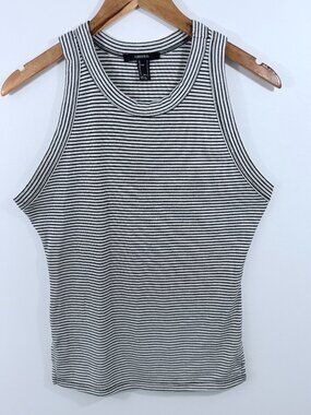 Forever 21 Womens Small Black White Tiny Stripes Tank Top